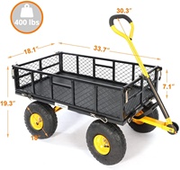 Chariot de jardin utilitaire en acier à 4 roues de qualité supérieure, chariot de jardin robuste à mailles