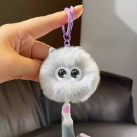 Porte-clés en peluche chat imitation fourrure de renard et de raton laveur 9 cm, mignon, pour voiture, promotion, petit cadeau
