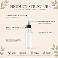Bouteilles rondes en plastique PET anti-fuite de couleur personnalisée, contenants vides rechargeables pour la colle liquide et les produits capillaires