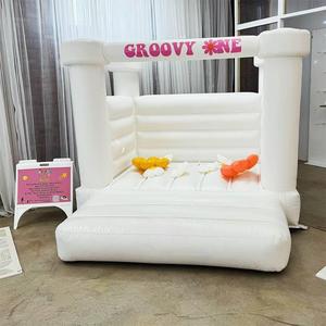 Mini castello bianco gonfiabile del buttafuori della casa di rimbalzo dell'arcobaleno del pastello commerciale per i noleggi del partito dei bambini - Product Image 1