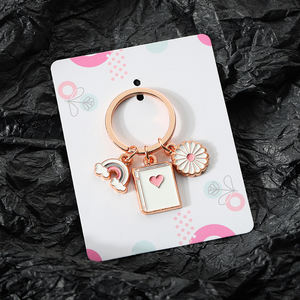Llavero personalizado con forma <span class=keywords><strong>de</strong></span> arcoíris para chica, minilibro <span class=keywords><strong>de</strong></span> flores, amantes <span class=keywords><strong>de</strong></span> oro <span class=keywords><strong>rosa</strong></span>, lindos dijes - Product Image 4