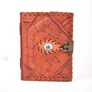 Evil Eye Hocus Locus Leather Journal <b>with</b> <b>Lock</b> Closure Vintage Style Handmade Evil Eye Hocus Locus Leather Journal - Product Image 4