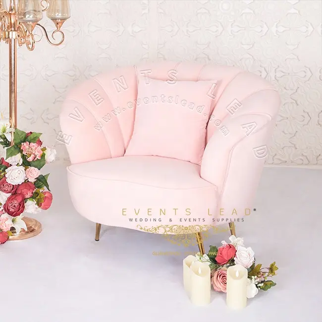 분홍색 안락한 우단 1 Seater 결혼식 제품 현대 가구 소파 착석