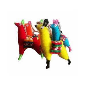 Ppunchay multicolor teñido de punto Alpaca Llama llavero juguetes suaves rellenos - Product Image 1
