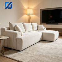 Canapé d'angle convertible moderne sur mesure, blanc, trois places, capitonné, emballé sous vide, extensible, pour salon d'appartement
