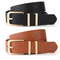 Nouvelle Tendance Ceinture Femme en Cuir PU à Boucle Ardillon Style Classique Vintage Ceinture Décorative en Cuir Souple pour Tenue Quotidienne
