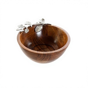 Tazón para Servir Postres de Forma Redonda, Tamaño Personalizado, Tazón de Madera de Color Marrón de Diseño, del Fabricante en India - Product Image 1