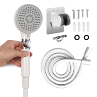 Douche à main RV à économie d'eau 3+2 modes, avec jet et pulvérisation massante, finition blanche, installation facile, bouton pause, pour usage hôtelier - Vente chaude