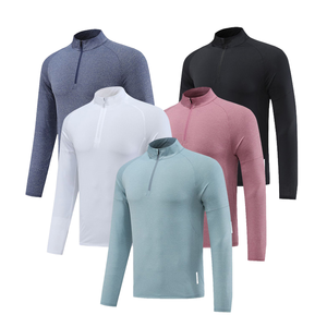 Chemise de sport pour homme à manches longues et col haut, en tissu tricoté, pour la course à pied, l'entraînement, la salle de sport, chemises à séchage rapide - Product Image 1