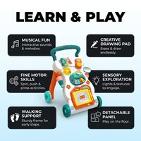 Marche-bébé multifonctionnel 3 en 1 pour tout-petits avec musique et lumière, poussette à pousser pour passer de la position assise à la position debout, pour les enfants de 6 mois et plus