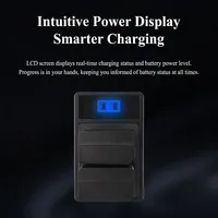 Chargeur de batterie LCD double fente pour Godox VB26 VB30, station de charge rapide USB-C à 2 baies avec affichage du niveau de batterie, pour usage domestique et extérieur