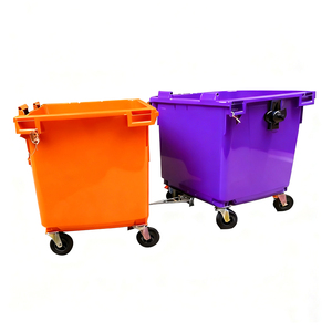 Cubo de basura municipal de 1100l con base de hierro reforzado, diseñado para la recolección de residuos de gran volumen, adecuado - Product Image 4