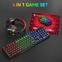 Gaming Keyboard Combos USB Gaming Set Colored Wired Keyboard 104 Keys LED Backlit Mouse LED Headphone Pad Combo PC TF810