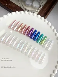 Lot de 10 poudres à ongles effet Aurora Ice Skin, paillettes chromées sirène, poudre Aurora Moonlight, pigment de luxe de haute qualité pour nail art - Product Image 3