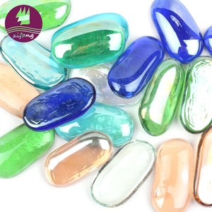 Fabriek Directe Verkoop Speciale Ontwerp Vorm Gemengde Kleuren Kunstblauw Vuur Glas Kiezelstenen Voor Decoratie - Product Image 1