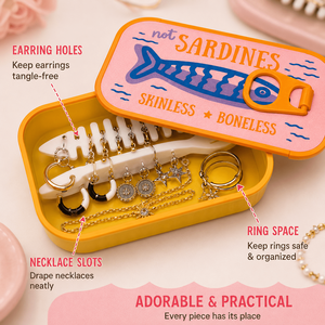 Caja de joyería con forma de pez, organizador de joyas con tapa, diseño moderno, 104,27mm x 60,50mm - Product Image 2