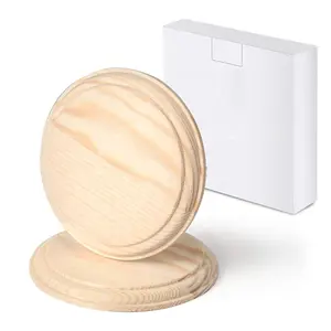 2 pièces 4 pouces Plaque en bois ronde Plaque en pin naturel non fini Base en bois pour la décoration DIY