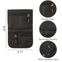 Pochette de cou de voyage Porte-passeport RFID avec sangle de cou réglable