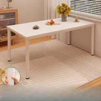 Ensemble de table à manger rectangulaire en bois blanc crème, gain de place, petit appartement, style moderne minimaliste, table de cuisine et de salle à manger