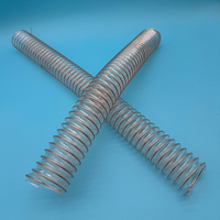 Tuyau d'aspiration en PU transparent industriel pour ventilation, renfort tressé en fil d'acier simple de 2,0 mm, conception ondulée, -40°C