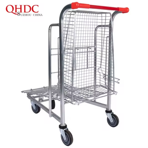 Tweeledige Winkelwagen Stalen Lading Logistieke <span class=keywords><strong>Trolley</strong></span> Voor Supermarkt Metalen Winkelwagen Plukwagen - Product Image 4