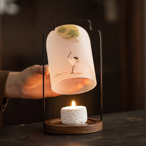 Linterna de Cerámica con Diseño de Grulla, Origen Dehua, Forma Cilíndrica, Decoración para el Hogar, Iluminación para Sala de Té, Portavelas - Product Image 1
