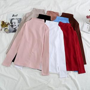 <span class=keywords><strong>T</strong></span>-<span class=keywords><strong>shirt</strong></span> à manches longues en velours pour <span class=keywords><strong>femme</strong></span>, coupe ajustée décontractée, couleur unie, version coréenne, automne-hiver, épaisseur optionnelle - Product Image 4