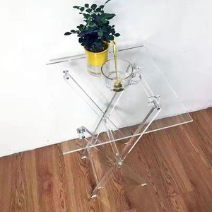 Thiết lập của 4 nhỏ Acrylic gấp Bàn cà phê rõ ràng Acrylic bảng vuông xách tay nhựa bàn ăn thiết lập - Product Image 2