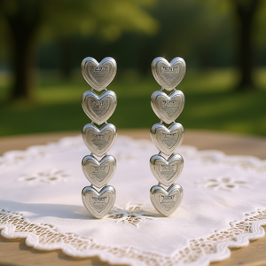 Orecchini pendenti a forma di cuore in oro bianco Lucky per donna, gioielli regalo romantici E2449 - Product Image 2