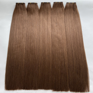 Vente en gros de cheveux humains vierges 100% réels Haiyi, double trame plate, facile à augmenter la longueur des cheveux, volume et polyvalence de coiffage - Product Image 1