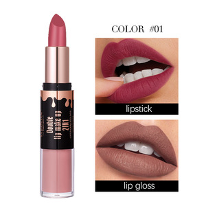 Lápiz labial 2 en 1 Brillo de labios Esmalte de labios de doble cabeza Taza antiadherente Mate Lápiz labial mate - Product Image 6