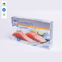 Boîte d'emballage personnalisée pour filet de saumon congelé 250g, carton pliable en papier recyclable et écologique pour la vente au détail de fruits de mer