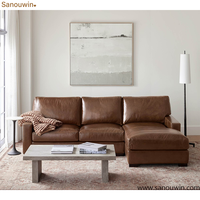 Canapé d'angle moderne en cuir avec chaise longue, canapé en forme de L, structure robuste en bois massif pour salon