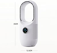 Ventilateur de bureau sans fil sans pales, rechargeable par USB, 4000 mAh, silencieux, oscillation à 80 degrés, blanc