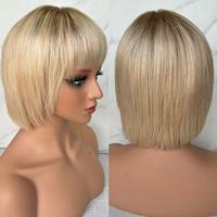 Prix d'usine, stock disponible : Perruque courte à base de soie, 100% cheveux humains vierges bruts, effet cuir chevelu naturel, coupe pixie, carré court, cheveux courts dégradés