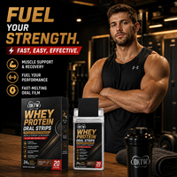 OKTW Films oraux de protéines de lactosérum 24g de protéines par bande, chocolat, dissolution rapide, à emporter, supplément nutritionnel quotidien pour le sport et le corps
