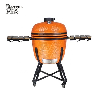 Parrilla de barbacoa de pollo grande SEB Kamado, <span class=keywords><strong>ahumador</strong></span> de jardín al aire libre de cerámica verde y azul de acero y metal en forma de huevo de 13-29 pulgadas - Product Image 1