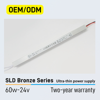 Alimentation LED 60W 24V 2.5A en boîtier aluminium fin, AC 200-240V DC 24V, driver de commutation pour caissons lumineux et enseignes publicitaires, garantie 2 ans