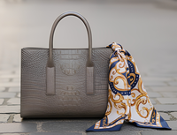 Ensemble de Sacs à Main Personnalisés pour Femme en Similicuir Motif Crocodile, Luxe 3 Pièces, Bandoulière Épaule Cabas avec Fermeture Éclair et Logo