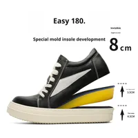 Chaussures pour hommes en cuir de vachette de première qualité, à lacets, durables, à semelle épaisse, augmentant la taille de 8 cm, style américain, pour l'automne