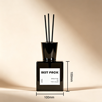 Bouteille en verre carrée de 200 ml pour aromathérapie, vide avec couvercle, décoration d'intérieur et emballage pour diffuseur à bâtonnets