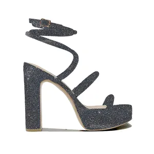 Sandali da donna con glitter tacco alto scarpe per donna sandali 2024 donna tacco alto all'ingrosso sandali moda scarpe