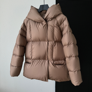 JANVENY 2025 Nuovo Piumino Invernale Ultra <span class=keywords><strong>Leggero</strong></span> 90% Piuma d'Oca Bianca da <span class=keywords><strong>Donna</strong></span>, Giacca Corta Imbottita con Cappuccio Tinta Unita, Abbigliamento Caldo per il Pendolarismo - Product Image 1