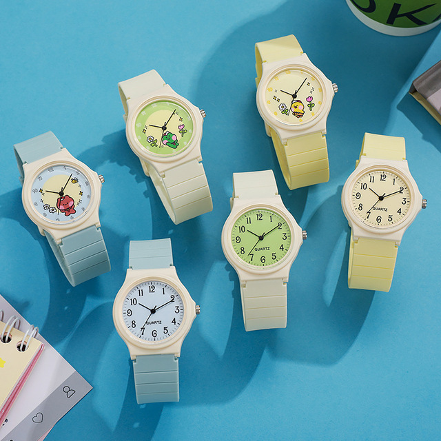 Stock Wholesale Direct Shipping Children Student Sports-Style Analog Exercise Watches Eco-Friendly PC Case Acrylic Band 35mm