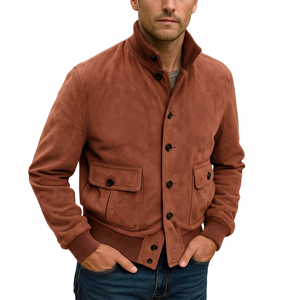 <b>Men's</b> goat <b>suede</b> <b>jacket</b> Casual <b>suede</b> zip <b>jacket</b> Wholesale <b>suede</b> outerwear OEM service <b>jacket</b> Button Front <b>Suede</b> Shirt <b>Jacket</b> - Product Image 3