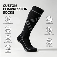 Chaussettes de compression sportives mi-hautes en tricot pour hommes, chaussettes de course et d'entraînement, soutien musculaire, élastiques, anti-odeurs, chaussettes personnalisées