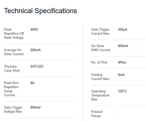 Transistor NPN TAIYAN, diode MOS, composant 4 broches SOT223, P0102DN 5AA4, 800 mA, 400 V, amplification - Product Image 6