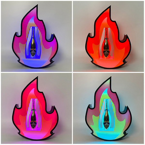 Led Lighted Flame Wine Rack Acrylic Seven Color Changing <b>Remote</b> Control Party KTV Bottle <b>Holder</b> Charging Base - Product Image 2