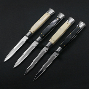 Cuchillo plegable portátil profesional padrino herramienta de supervivencia de acero 440 mango de resina Botón de cambio de hoja DIY grado OEM - Product Image 5
