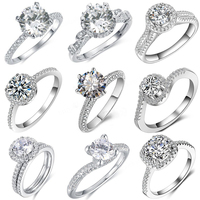 Bague tendance 2022 en argent sterling 925 certifié avec moissanite ronde sertie griffe, cadeau unisexe pour femme, bijou étoile éternelle